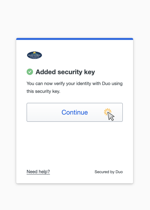 Added security key continue