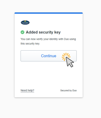 Added security key continue