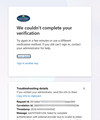 Image of we couldn't complete your verification