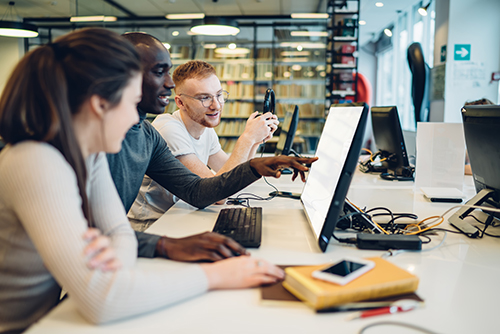 Students in a computer class