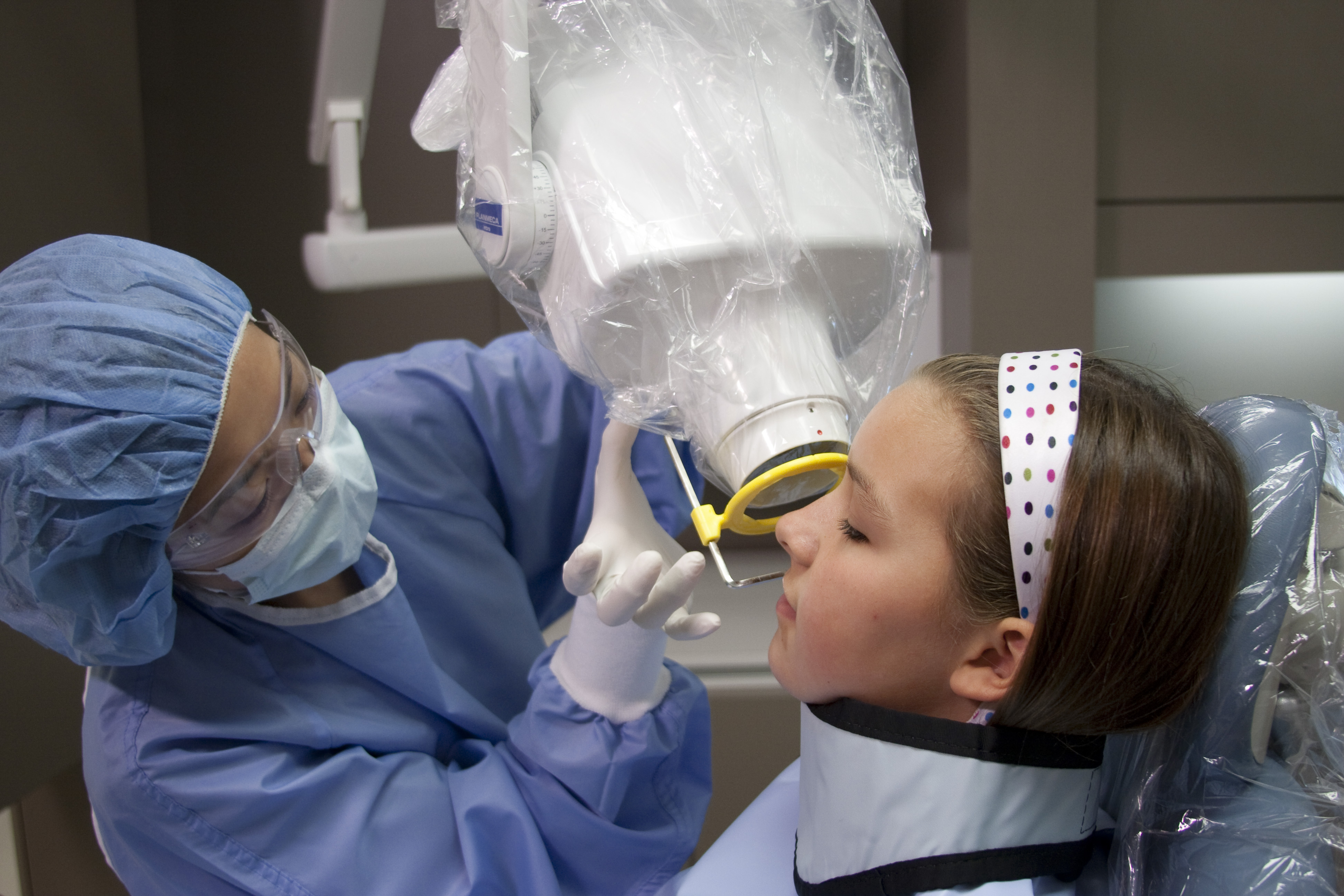 Girl getting dental x-rays
