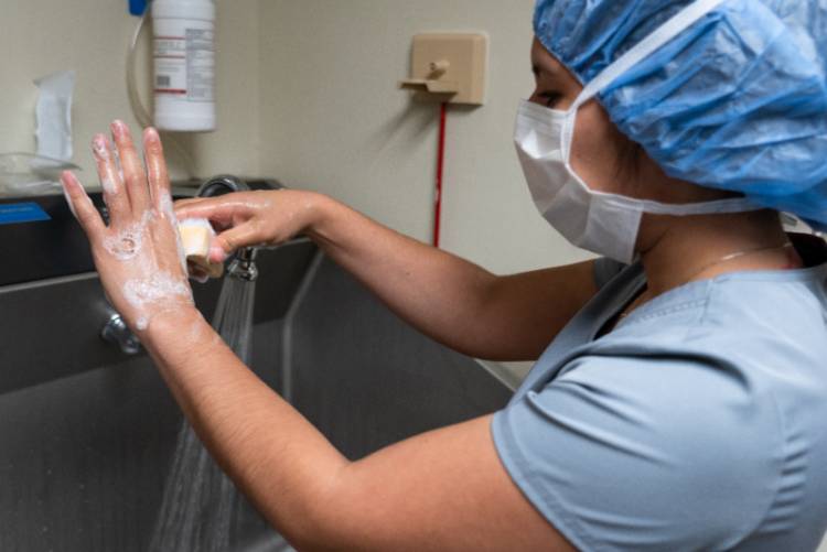 Woman Scrubbing