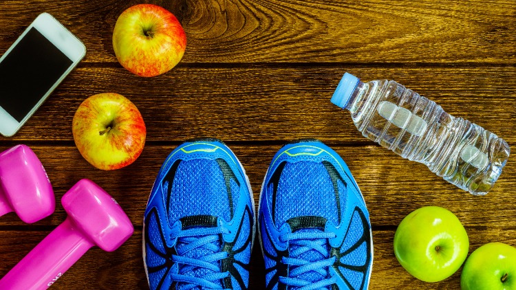 Shoes and apples